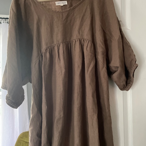 First Rite Brown Linen Dress - Picture 2 of 5